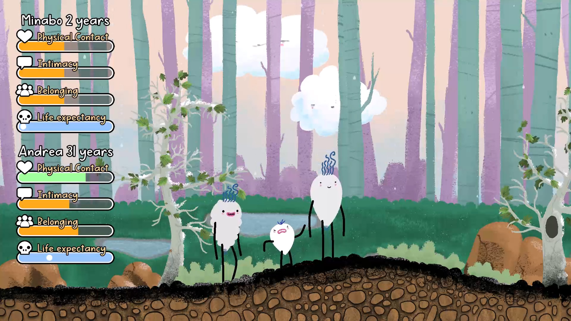 Captura de pantalla del videojuego "Minabo - a walk through life"