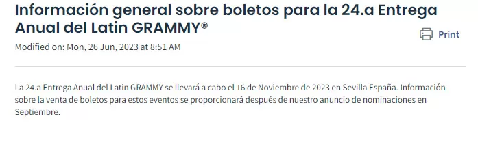 No habrá entradas para la gala de los Grammy Latino 2023 en Sevilla y esta es la razón 5 entradas grammy latino 2023 jpg