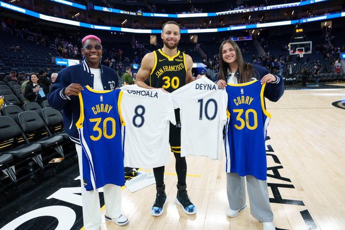 Deyna Castellanos y Stephen Curry