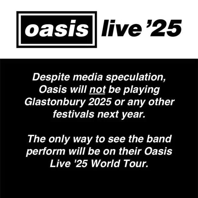 Oasis no tocará en Glastonbury ni en ningún otro festival en 2025 3 oasis comunicado festivales