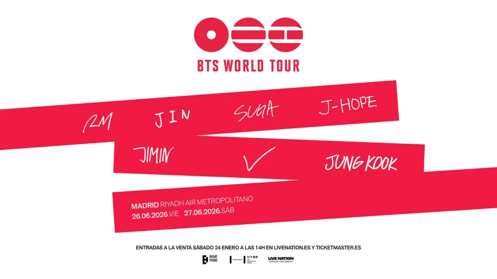 Cartel de los conciertos de BTS en Madrid en 2026