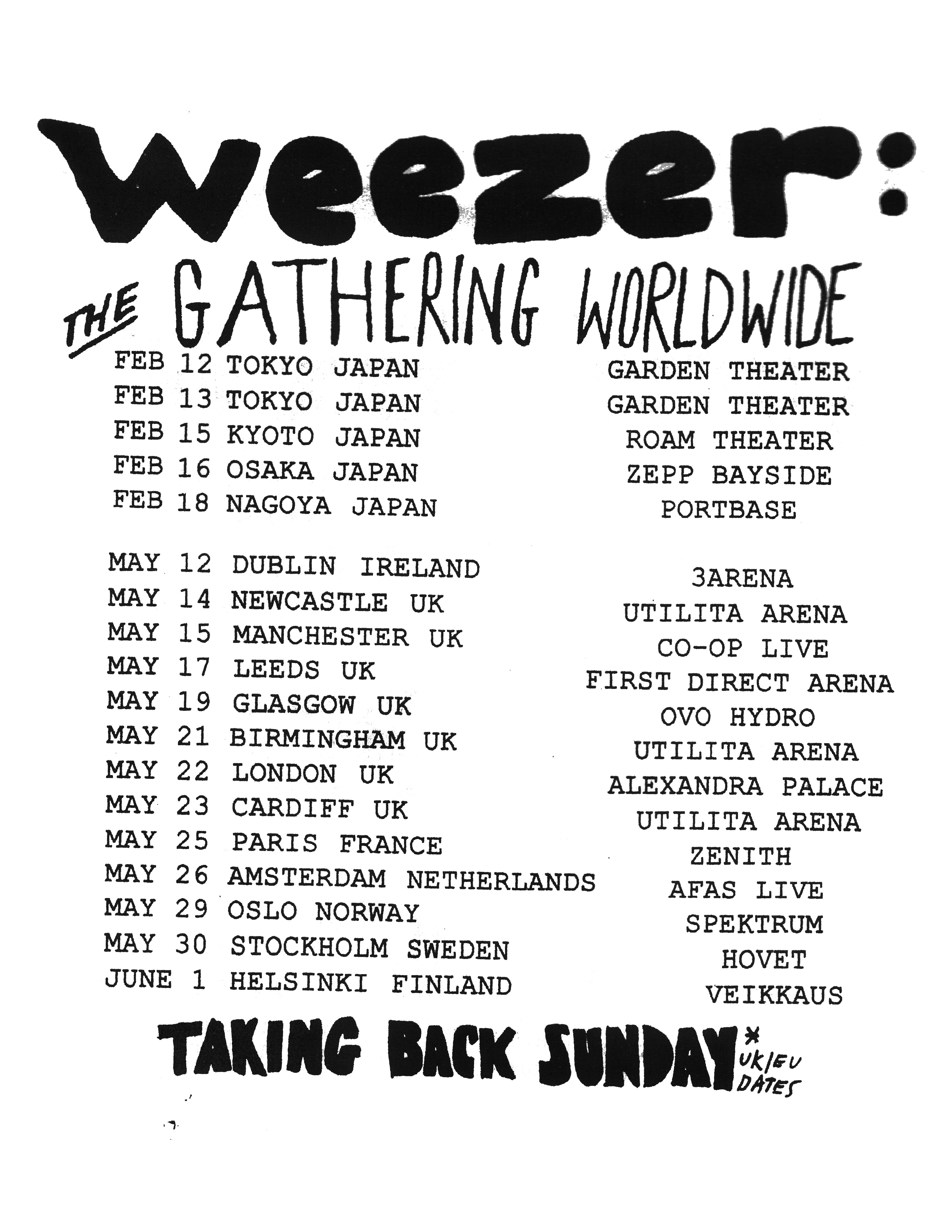 Weezer: The Gathering Tour Dates